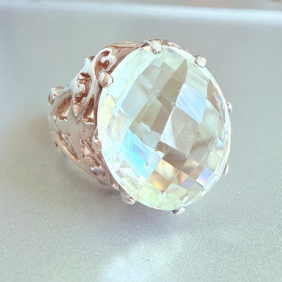 Grand Prasiolite 9.06 CT Solitaire Green Amethyst 925 Sterling Silver Ring - Picture 3 of 12